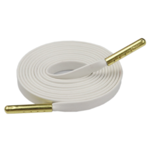 Cordones de piel blancos con herretes dorados