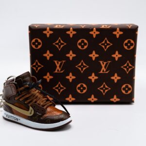 Mini llavero Air Jordan 1 Louis Vuitton Off-White marrón con caja