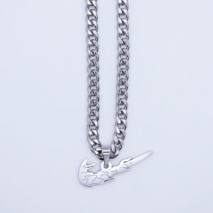 colgante con swoosh en llamas plata cadena cubana